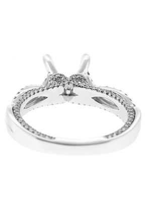Two Row Diamond Twist with Side Diamonds Engagement Ring Semi Mount in 18kt White Gold