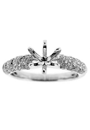 Rounded Micro Prong and Channel Set Diamond Semi Mount Engagement Ring Setting in 18k White Gold