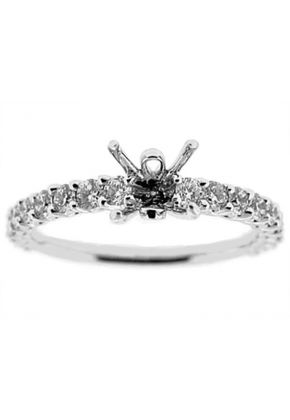 Single Row Thin Semi Mount Engagement Ring in 18k White Gold