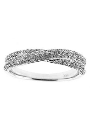 Crossover Band with Pav?? Set Round Diamonds in 18k White Gold
