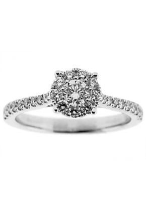Promise Ring Halo Round Diamond Semi Mount Engagement Ring 18kt White Gold