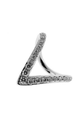 V Shaped Right Hand Fashion Ring with Diamonds Set in 18K White Gold