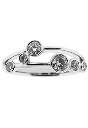 Split Shank Bezel Set Right Hand Fashion Ring with Diamonds in 18K White Gold