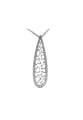 Long Vertical Pendant with Abstract Designs and Diamond Rounds Set in Platinum