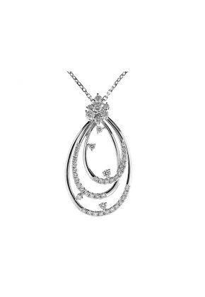 Triple Drop Shaped Pendant with Diamond Rounds Set in 18k White Gold