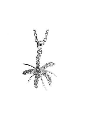 Starfish Pendant with Prong Set Diamond Rounds in 18k White Gold