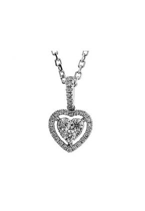 Halo Style Heart Pendant with Diamonds Set in 18k White Gold