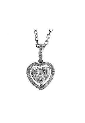 Halo Style Heart Pendant with Diamond Rounds Set in 18k White Gold