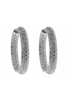 Inside Out Hoop Earrings with Pav?? Set Diamonds in 18k White Gold