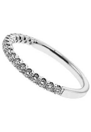 U Prong Single Row Band with Round Diamonds Set in 18k White Gold