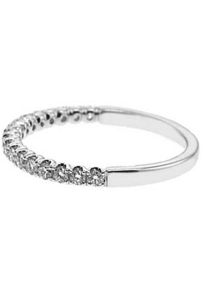 U Prong Single Row Band with Round Diamonds Set in 18k White Gold