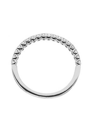 U Prong Single Row Band with Round Diamonds Set in 18k White Gold