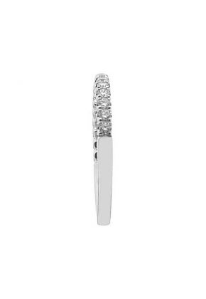 U Prong Single Row Band with Round Diamonds Set in 18k White Gold