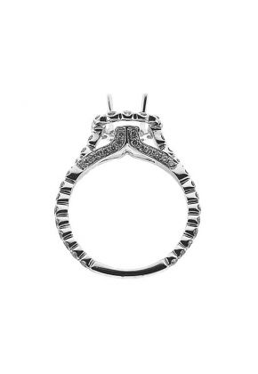 Square Cushion Halo Single Row Band 1.05ct Diamond Semi Mount Engagement Ring 18kt White gold