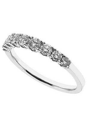 Single Row Prong Set Band with Round Diamonds in 18k White Gold