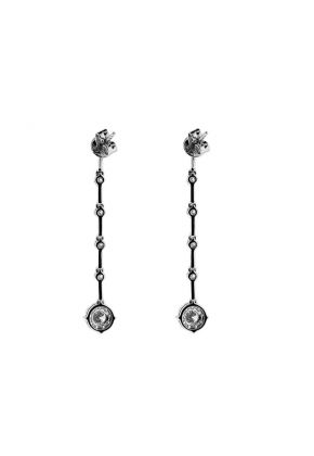 Long Stiletto Drop Dangling Post Diamond Earrings Cluster 18kt White Gold