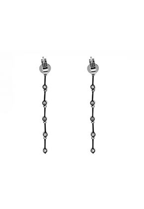 Straight Dangling Earrings with Round Diamonds Set in 18k White Gold