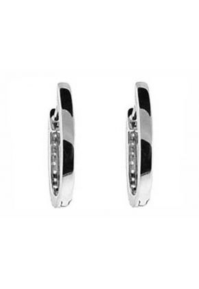 Half Moon Curved Hoop Earrings with Diamonds Set in 18k White Gold