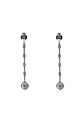 Stiletto Long Dangling Diamond Earrings in 18k White Gold