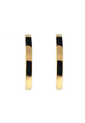 Curved Hoop Earrings with Diamonds Set in 18k Yellow Gold