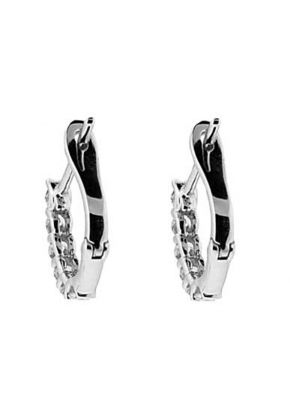 Latch Back Huggie Earrings with Diamonds Set in 18k White Gold