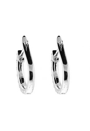 Half Moon Curved Hoop Earrings with Diamonds Set in 18k White Gold