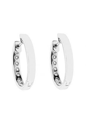 Hoop Earrings with Round Diamonds Set in 18k White Gold