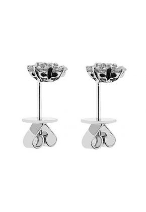 Cluster 0.96ct Diamond Push Back Post Earrings 18kt White Gold