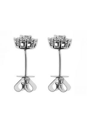 Cluster 0.92ct Diamond Push Back Post Earrings 18kt White Gold