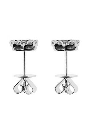 Ruby Square Stud Earrings with Wavy Diamond Border Set in 18K White Gold