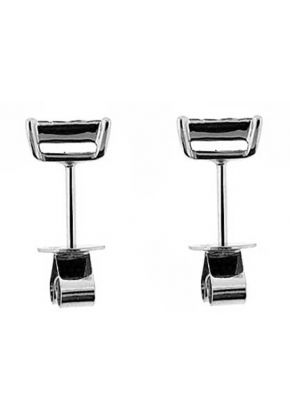 Square Invisible Set Princess Diamond Post Stud Type Earrings 18kt White Gold