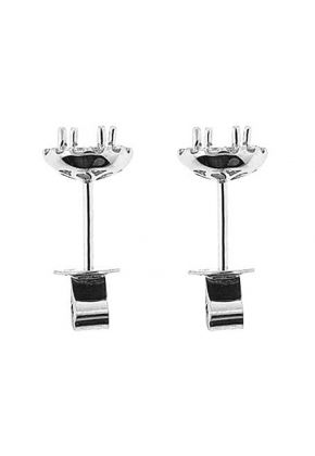 Diamond Halo Post Push Back Semi Mount For Studs 18kt White Gold