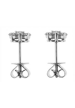 Cluster 0.71ct Diamond Push Back Post Earrings 18kt White Gold