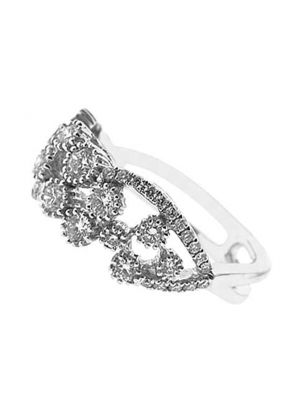 Ladies Twist Shank Right Hand Fashion Ring with Diamonds Set in 18K White Gold