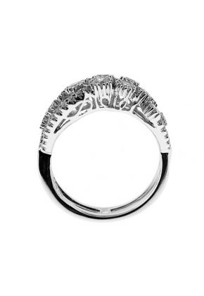 Ladies Twist Shank Right Hand Fashion Ring with Diamonds Set in 18K White Gold