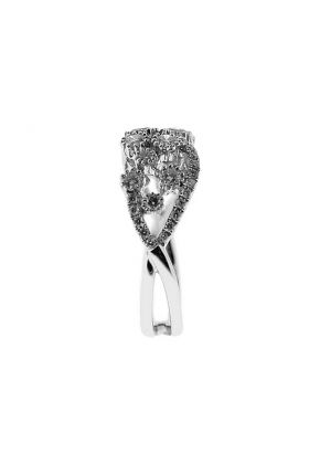 Ladies Twist Shank Right Hand Fashion Ring with Diamonds Set in 18K White Gold