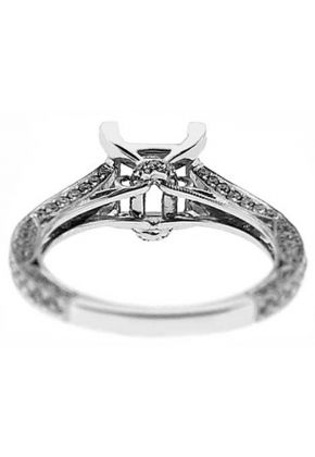 3 Sided Single Row Miligrain 0.90ct Diamond Semi Mount Engagement Ring 18kt White Gold