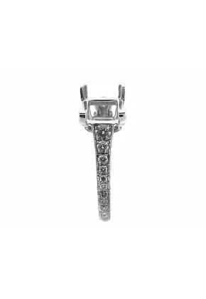 3 Sided Single Row Miligrain 0.90ct Diamond Semi Mount Engagement Ring 18kt White Gold