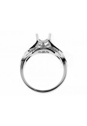 Vintage Miligrained Design 0.21ct Semi Mount Engagement Ring 18kt White Gold