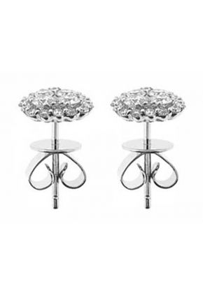 Cluster 0.96ct Diamond Push Back Post Earrings 18kt White Gold