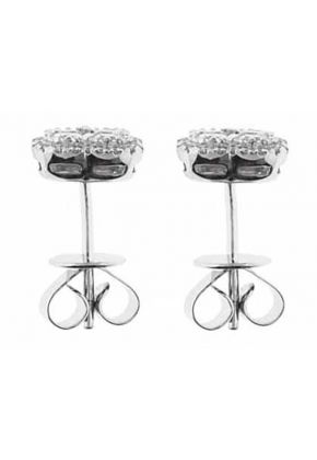 Cluster 0.94 tcw Diamond Push Back Post Earrings 18kt White Gold