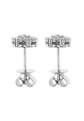 Cluster 0.91ct Diamond Push Back Post Earrings 18kt White Gold