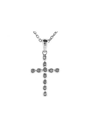 Cross Pendant with Micro Prong Set Diamond Rounds in 18k White Gold