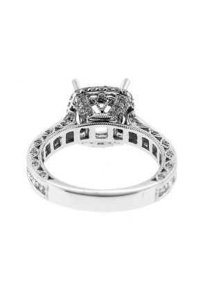 Square Halo Channel Set Shank Scalloped Sides Diamond Engagement Ring Semi Mount