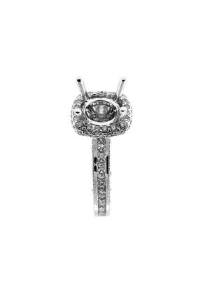 Square Halo Channel Set Shank Scalloped Sides Diamond Engagement Ring Semi Mount