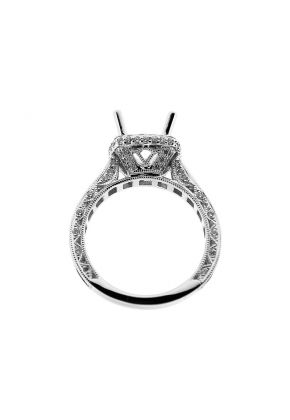 Square Halo Channel Set Shank Scalloped Sides Diamond Engagement Ring Semi Mount