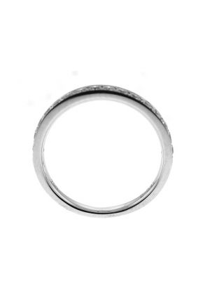Single Row Micro-Prong Set Band with Round Diamonds in 18k White Gold