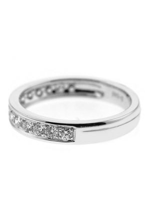 Single Row Micro-Prong Set Band with Round Diamonds in 18k White Gold