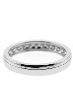 Single Row Micro-Prong Set Band with Round Diamonds in 18k White Gold