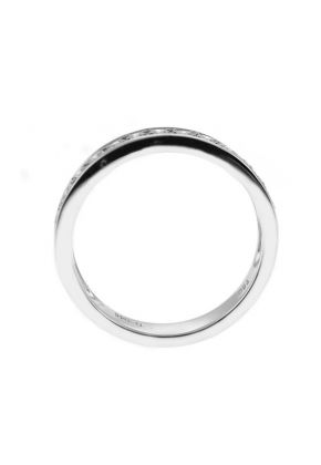 Single Row Micro-Prong Set Band with Round Diamonds in 18k White Gold